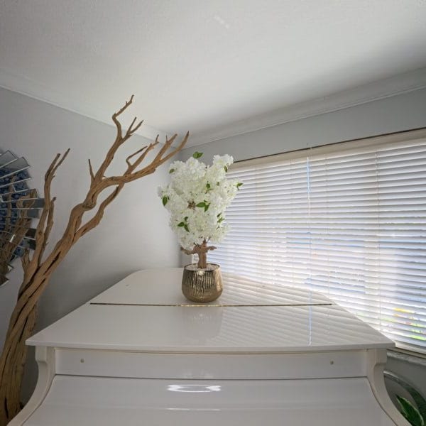 White Cherry Blossom on real wood